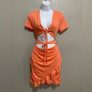 Orange tie up dress